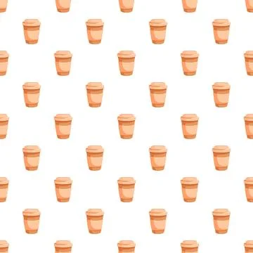 Takeaway coffee cups seamless pattern white background Illustrazione stock