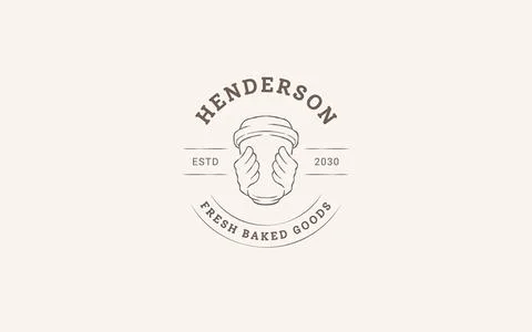 Takeaway Coffee Logo Vector Template Fresh Baked Goods Badge Stock Illustration