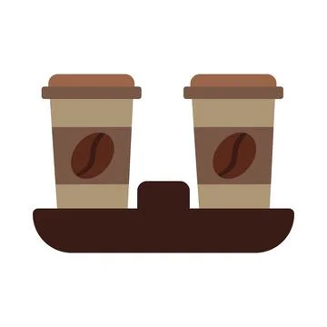 Takeaway coffee for two in solid cartoon style Stockillustratie