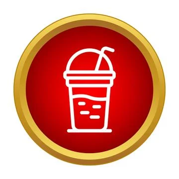 Takeaway drink cup icon red circle design Stock Illustration