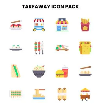 Takeaway Flat Icons Pack Stock Illustration