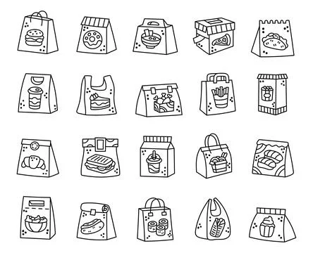 Takeaway food set featuring burger Stock Illustration