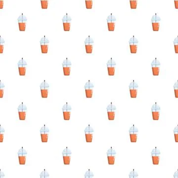 Takeaway juice cups repeating pattern background design Stock Illustration