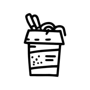 Takeaway noodles line vector doodle simple icon Stock Illustration