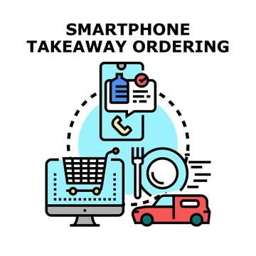 Takeaway ordering service using smartphone application Stock Illustration