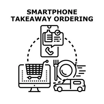 Takeaway ordering service using smartphone application Stock Illustration