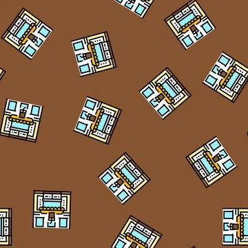 Takeaway store vector seamless pattern Stock Illustration