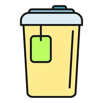 Takeaway tea cup with tea bag icon Stock Illustration