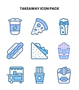Takeaway Two Colour Bundle Icons Pack Illustrazione stock