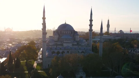 Taken with the aerial image of the Suleymaniye mosque drone, turkey istanbul Stock Footage
