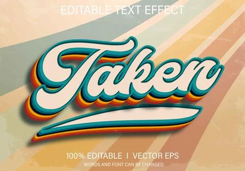 Taken vector text effect with modern style design Stock Illustration