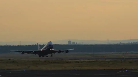 Takeoff of Boeing 747 Stock Footage 99232810