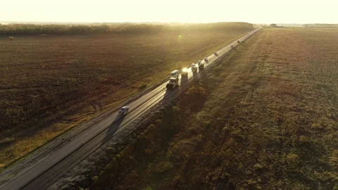 Takeoff of the copter over the track with road construction equipment. Road Stock Footage 138533504