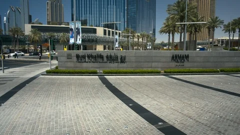 Takeoff in front of Burj Khalifa. Stock Footage 98927678