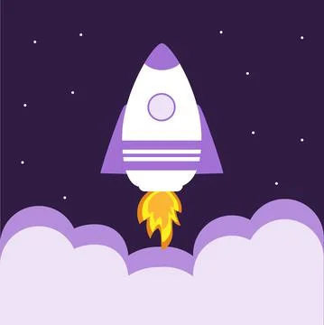 Takeoff of a space rocket. Space exploration. Travel to space. Stock Illustration