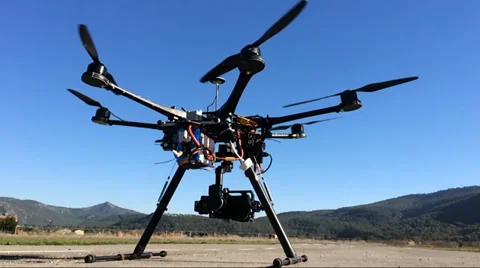 TakeOff UAV Multirotor Drone Stock Footage 35627778