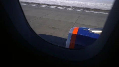 Takeoff. The view from the airplane window Stock Footage 91985813