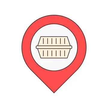 Takeout container inside a location pin Illustrazione stock