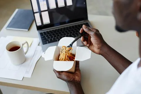 Takeout Lunch at Workplace Stock Photos