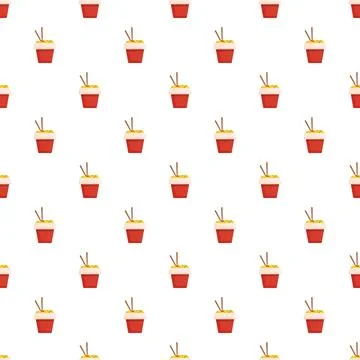 Takeout noodle boxes creating a seamless pattern Stock Illustration