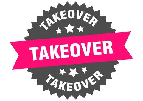 Takeover. takeover round pink label isolated on transparent background Ilustração Stock