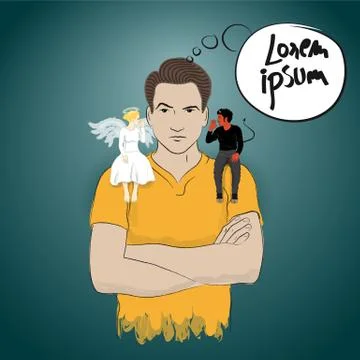 Taking advise from angel and devil Stock Illustration