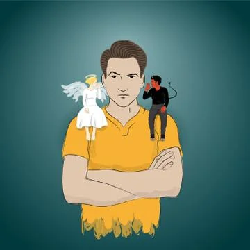 Taking advise from angel and devil Stock Illustration