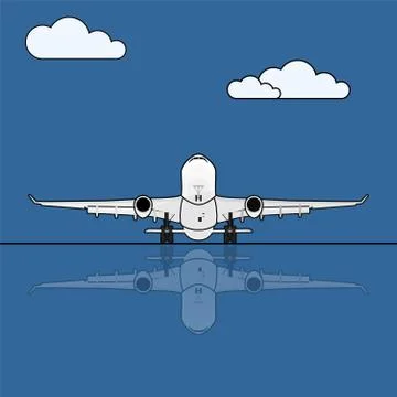 Taking off air plane from airport vector illustration Stock Illustration