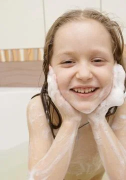 Taking a bath Foto stock