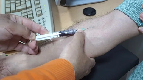 Taking a Blood Sample Stock Footage 107081745
