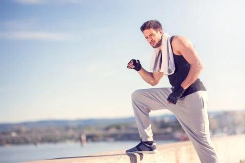 Taking a break after a long run Stock Photos