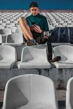 Taking break and using technology Stock Photos