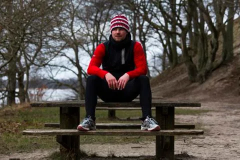 Taking a break from running Stock-Fotos