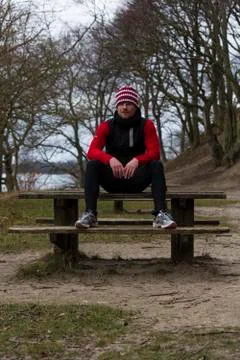 Taking a break from running Stock-Fotos