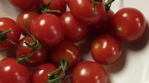 Taking Cherry Tomatoes From Bowl Closeup Stock Footage 73441966