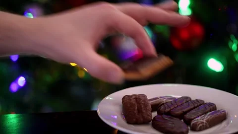 Taking Christmas Cookie - slow Stock Footage 323246568