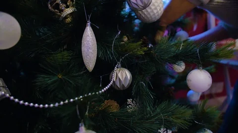 Taking Off Christmas Tree Beads 1 Video stock 100683432