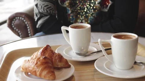Taking a coffee at bar Stock Footage 72558963