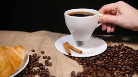 Taking the Cup with Coffee Stock Footage 59919546