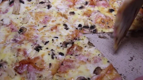 Taking Delicious Slice Of Pizza Stock Footage 78487389