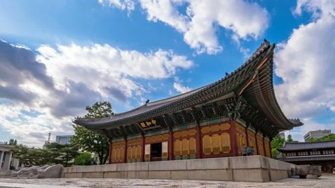Taking the Deoksugung Palace Junghwajeon in time lapse 스톡 동영상 145890590
