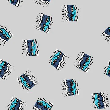 Taking dip hot spring winter vector seamless pattern Illustrazione stock