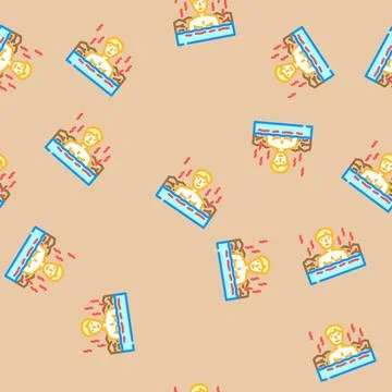 Taking dip hot spring winter vector seamless pattern Stock Illustration