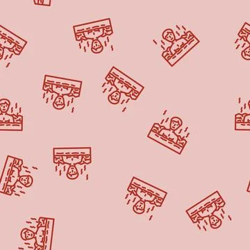 Taking dip hot spring winter line vector seamless pattern 库存插图