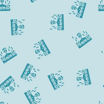 Taking dip hot spring winter glyph vector seamless pattern Stock Illustration