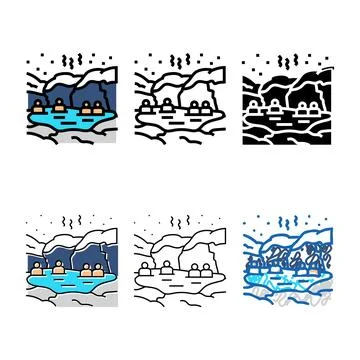 Taking dip hot spring winter color icon designs vector Stock Illustration