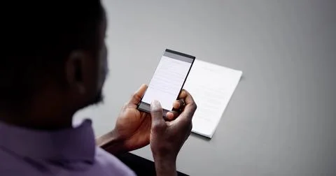 Taking Document Paper Photo Using Smartphone Scanner App Foto stock