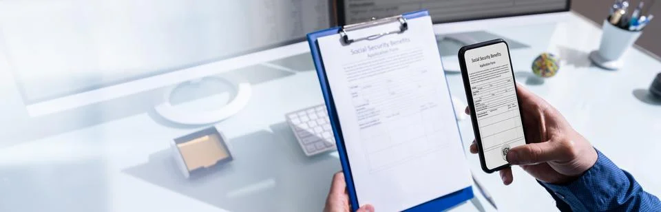 Taking Document Picture Using Phone Foto stock