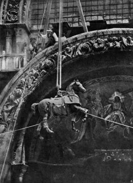 Taking down horses of St Marks 写真素材