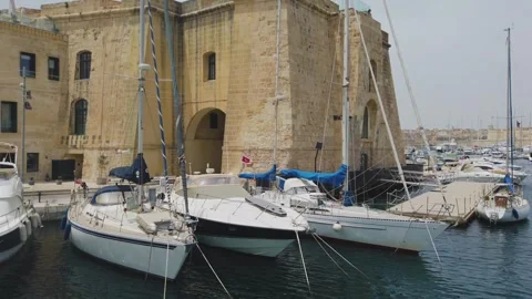 Taking a ferry between Birgu and Valletta in Malta. Stock Footage 241834488